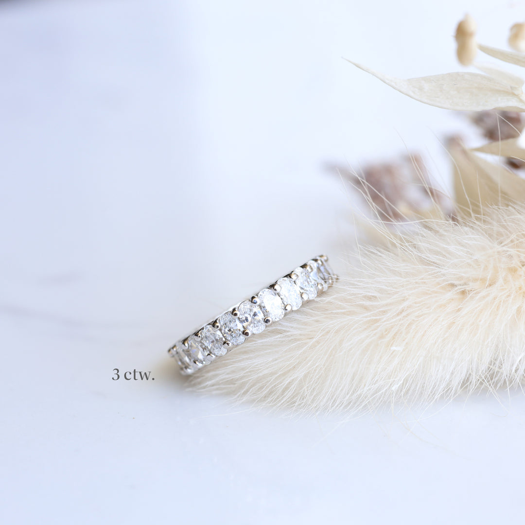 Full Eternity Band with Oval Lab Diamonds Ring - 3ctw. 4ctw. 5ctw. 6ctw.