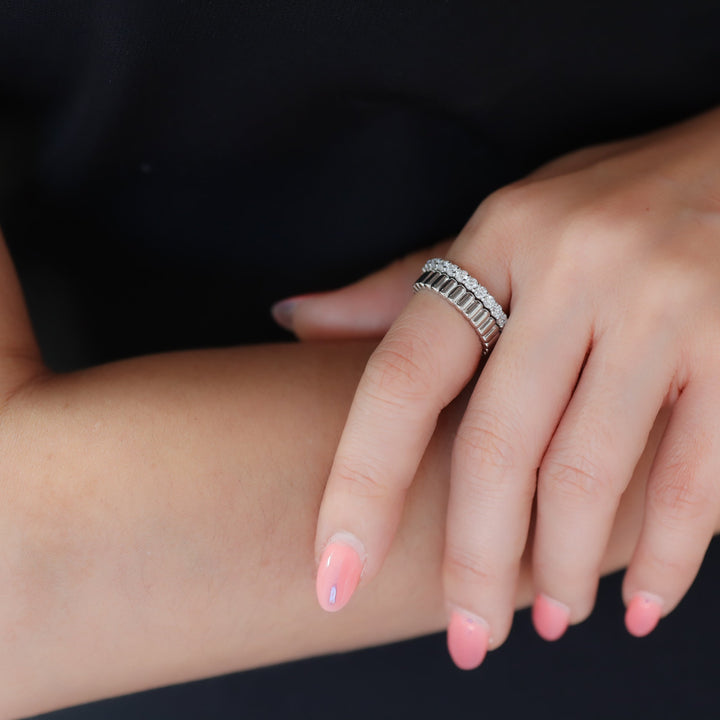 Fluted Glossy Textured Stackable Ribbed 14K Gold Ring