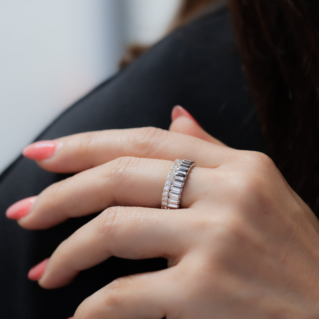 Fluted Glossy Textured Stackable Ribbed 14K Gold Ring