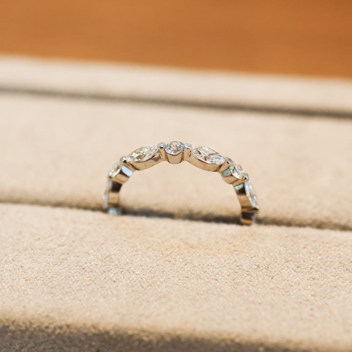 Marquise & Round cut Lab Grown Diamond Eternity Ring Wedding Band - 14K Solid Gold
