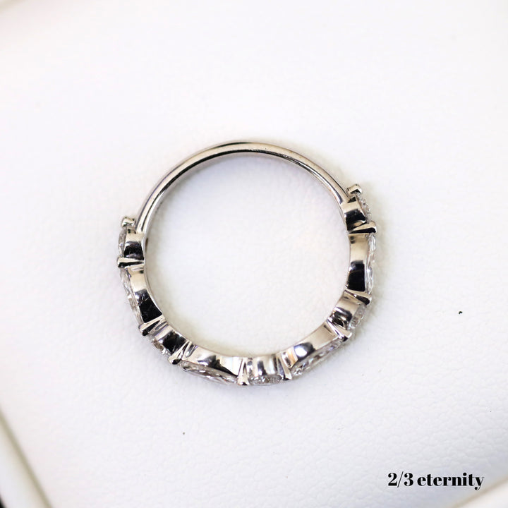 Marquise & Round cut Lab Grown Diamond Eternity Ring Wedding Band - 14K Solid Gold