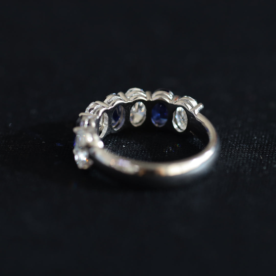 Full Eternity Band with Oval Lab Diamonds and Lab Sapphires Ring