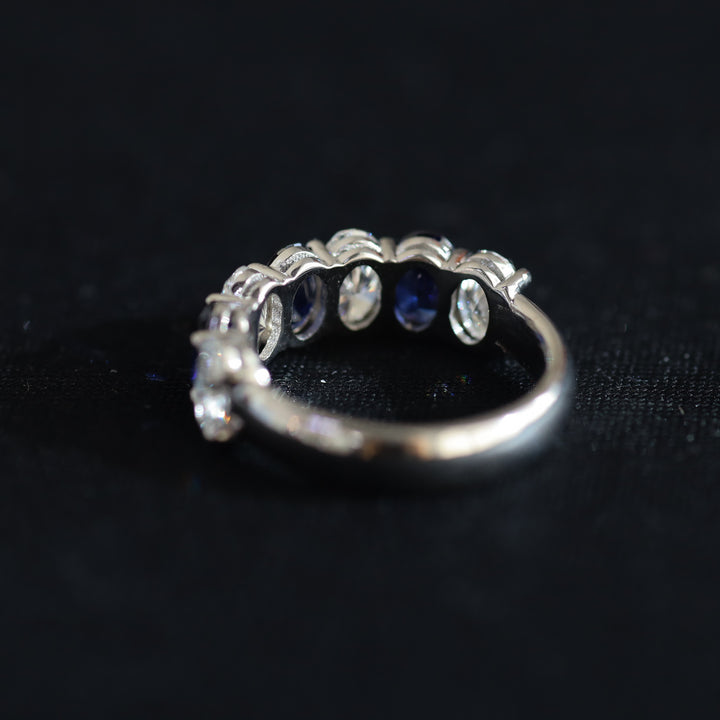 Full Eternity Band with Oval Lab Diamonds and Lab Sapphires Ring