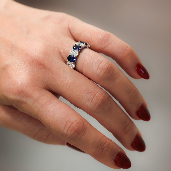 Full Eternity Band with Oval Lab Diamonds and Lab Sapphires Ring