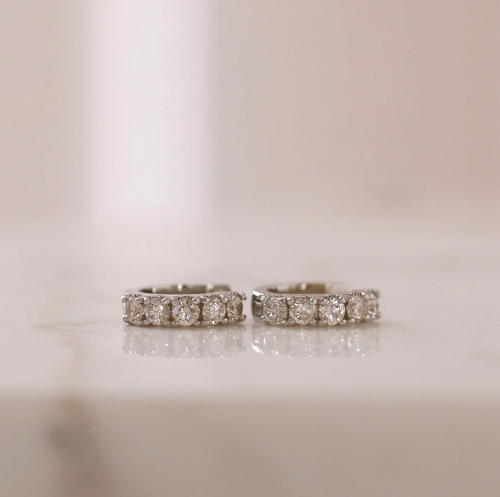 Chunky 6 Stones Lab Grown Diamond Huggie Hoop Earrings – 16mm