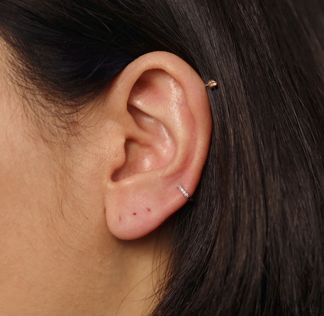 Lab Grown Diamond Huggie Hoop 8mm Earrings – 14K Gold Single or Pair