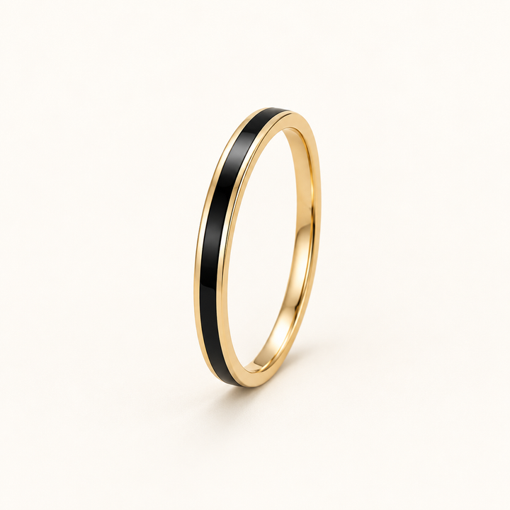 Minimalist Enamel 2mm band ring 14K Solid Gold