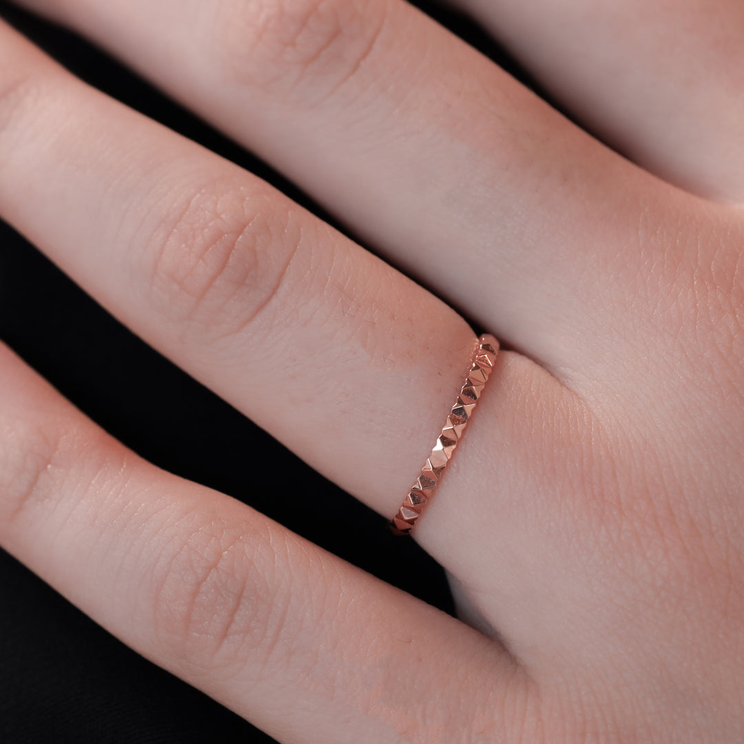 Pyramid Spike Ring – 14K Solid Gold Band