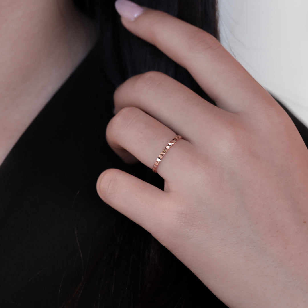 Pyramid Spike Ring – 14K Solid Gold Band