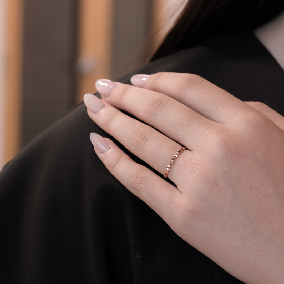 Pyramid Spike Ring – 14K Solid Gold Band