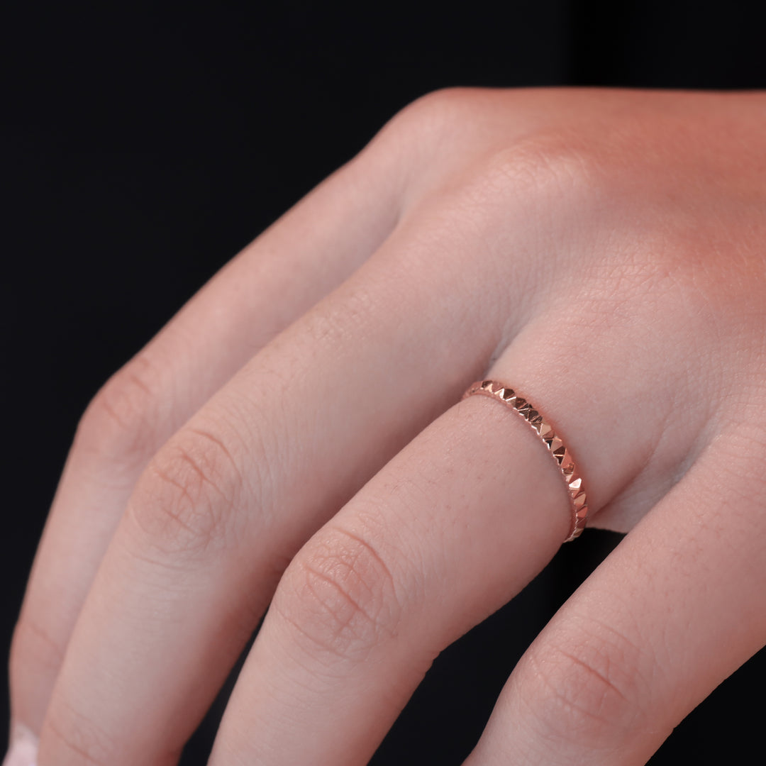 Pyramid Spike Ring – 14K Solid Gold Band