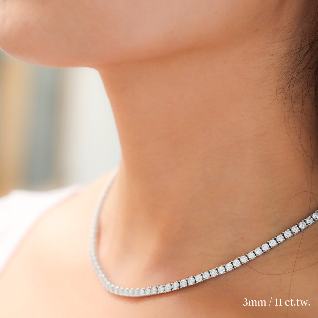 Lab Grown Diamond 4 Prong Classic Tennis Necklace in 14K Solid Gold