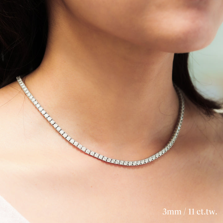 Lab Grown Diamond 4 Prong Classic Tennis Necklace in 14K Solid Gold