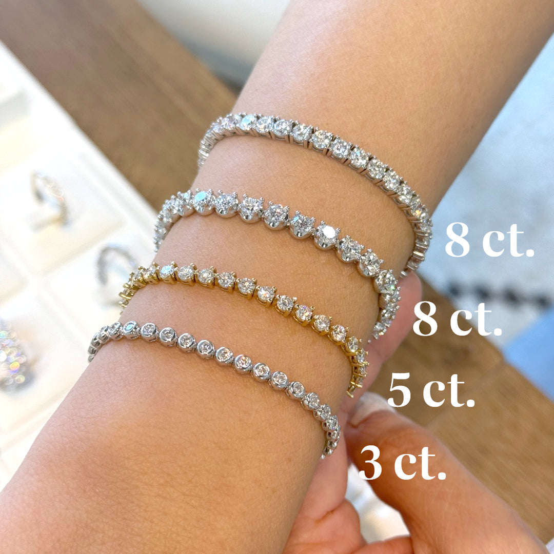 Lab Grown Diamond 4 Prong Tennis Bracelet in 14K Solid Gold (6 ct - 10 ct)