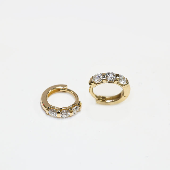 3 Stones Lab Grown Diamond Huggie Hoop Earrings – 10mm 0.4 ct.tw.