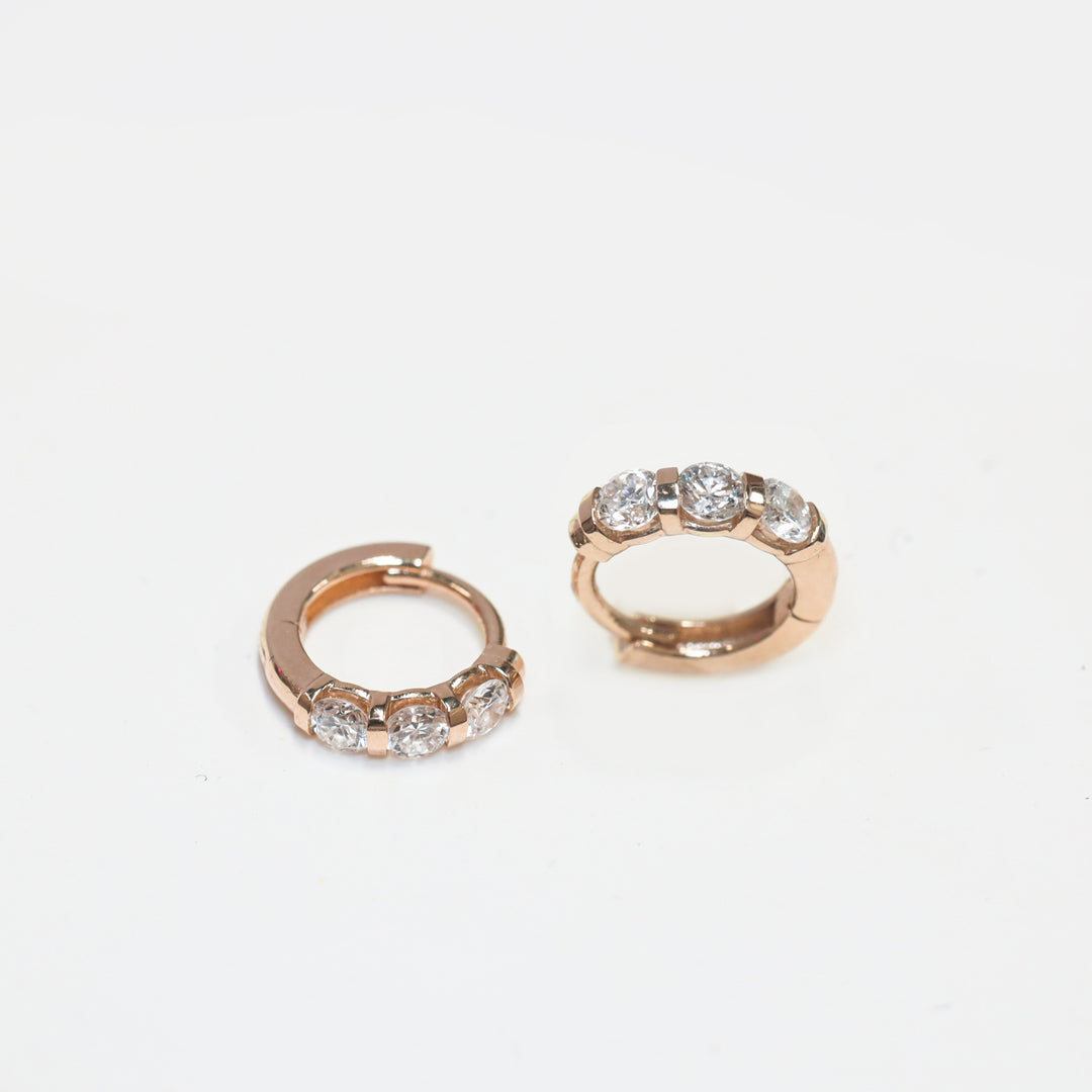 3 Stones Lab Grown Diamond Huggie Hoop Earrings – 10mm 0.4 ct.tw.