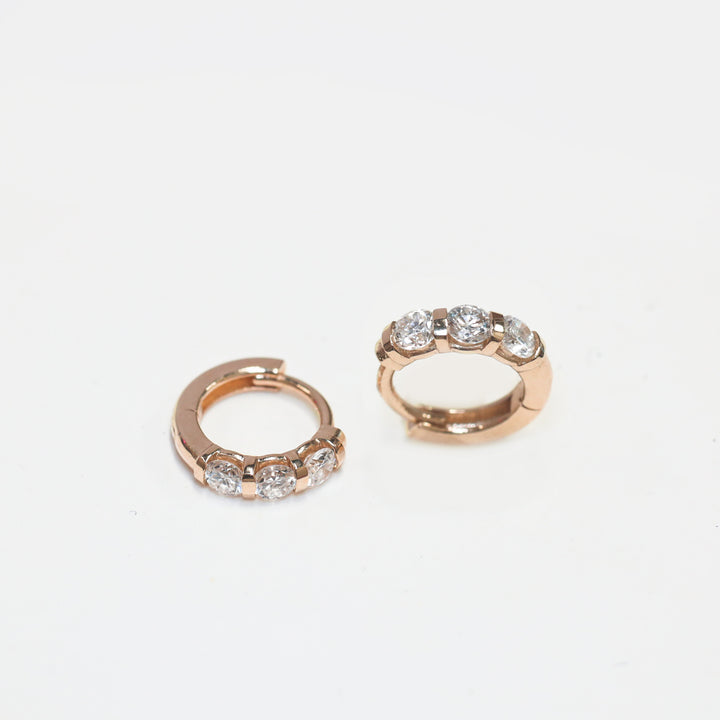 3 Stones Lab Grown Diamond Huggie Hoop Earrings – 10mm 0.4 ct.tw.