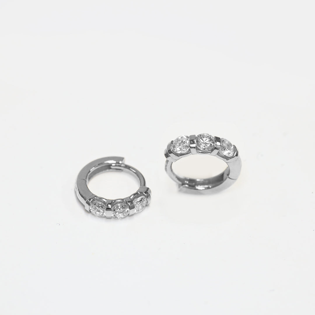 3 Stones Lab Grown Diamond Huggie Hoop Earrings – 10mm 0.4 ct.tw.