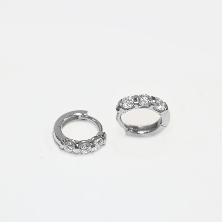 3 Stones Lab Grown Diamond Huggie Hoop Earrings – 10mm 0.4 ct.tw.
