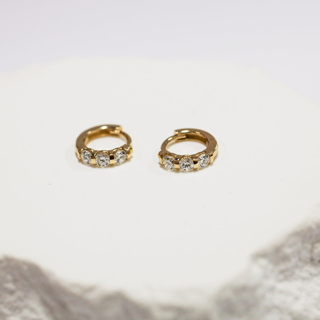 3 Stones Lab Grown Diamond Huggie Hoop Earrings – 10mm 0.4 ct.tw.