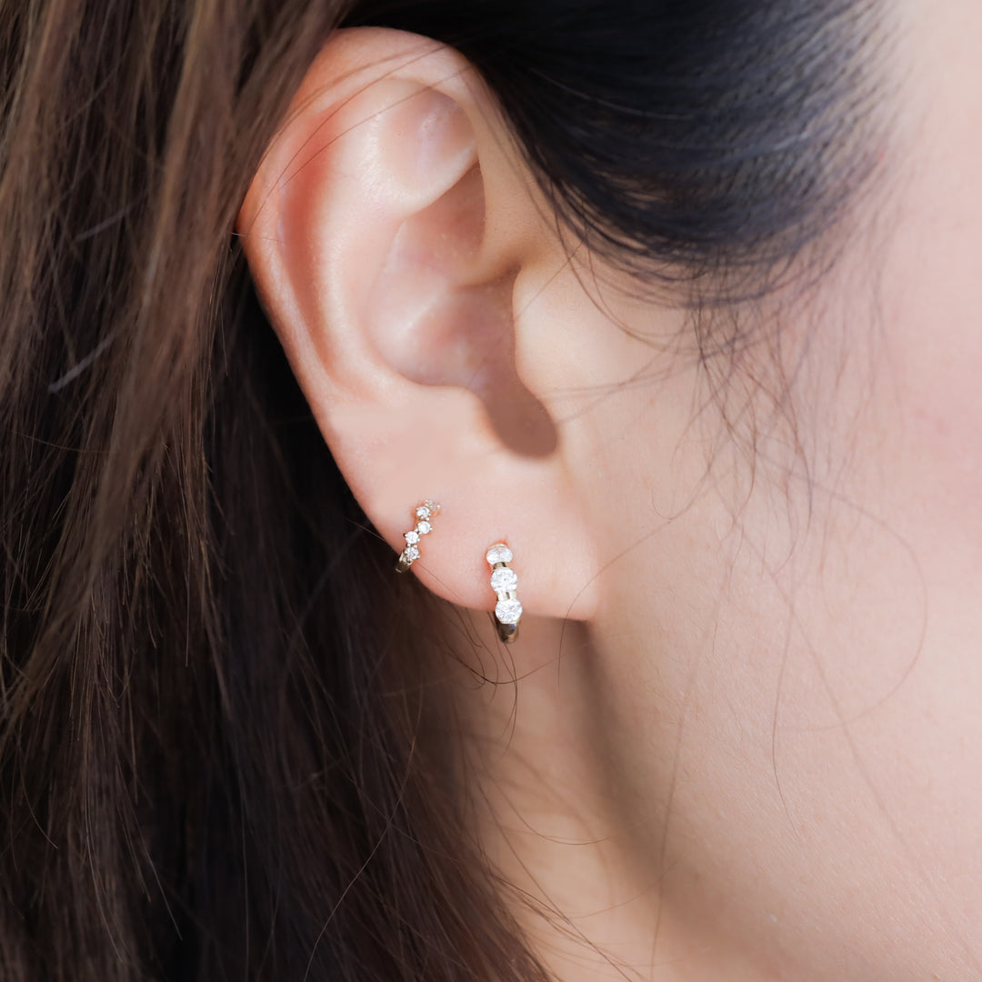 3 Stones Lab Grown Diamond Huggie Hoop Earrings – 10mm 0.4 ct.tw.