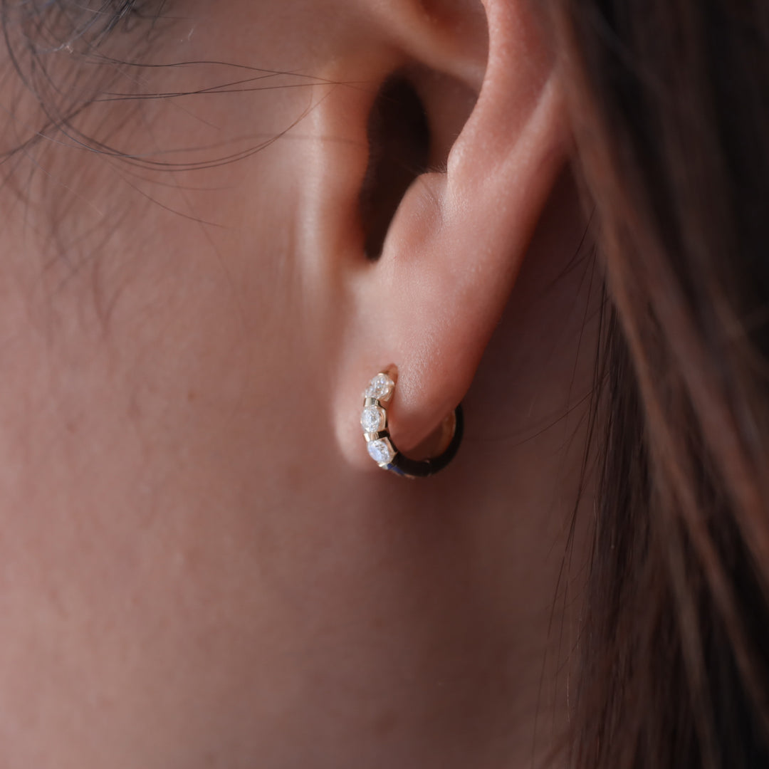 3 Stones Lab Grown Diamond Huggie Hoop Earrings – 10mm 0.4 ct.tw.