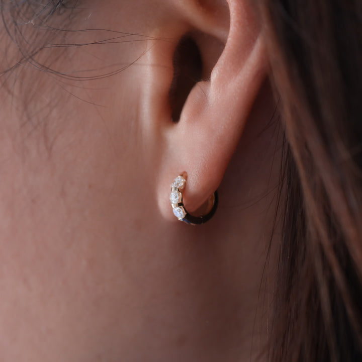 3 Stones Lab Grown Diamond Huggie Hoop Earrings – 10mm 0.4 ct.tw.