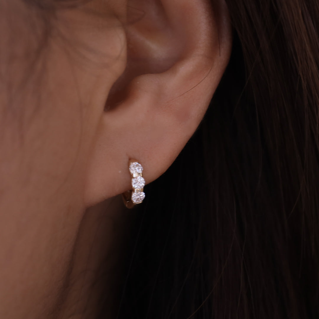 3 Stones Lab Grown Diamond Huggie Hoop Earrings – 10mm 0.4 ct.tw.