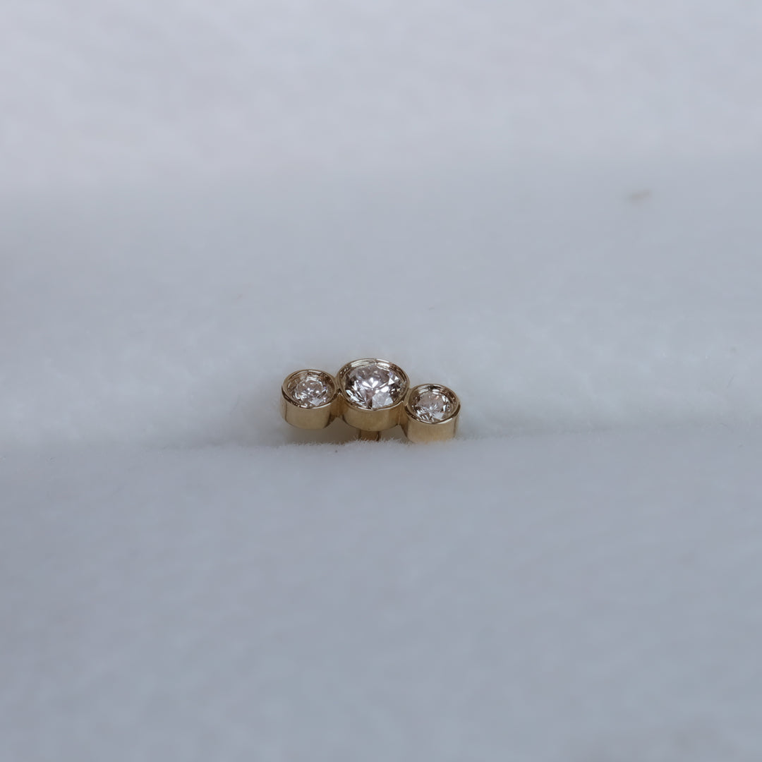 Trio Bezel Spark Stud Earrings (Large) – 14K Gold Diamond Studs