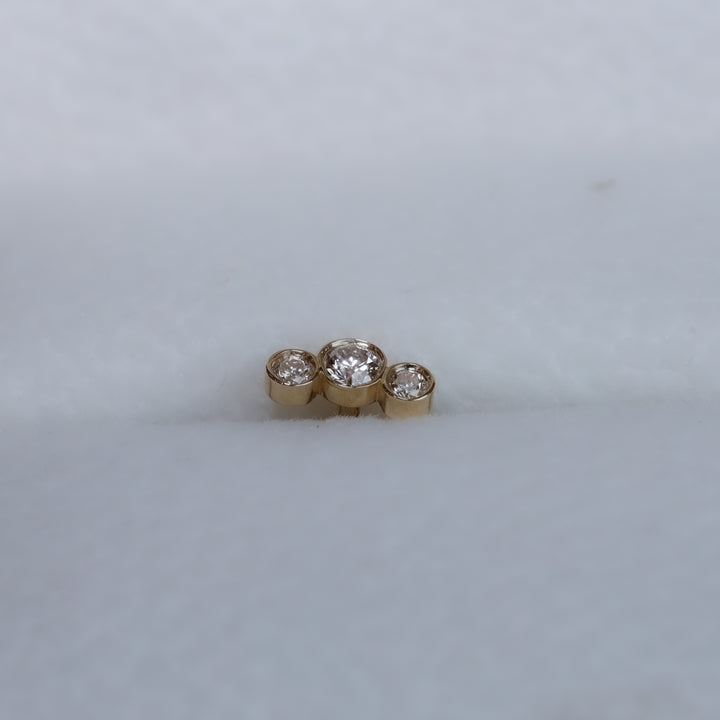 Trio Bezel Spark Stud Earrings (Large) – 14K Gold Diamond Studs