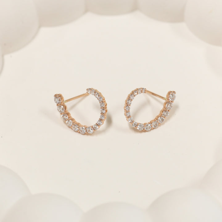 Twist Open Circle Earrings in 14K Solid Gold