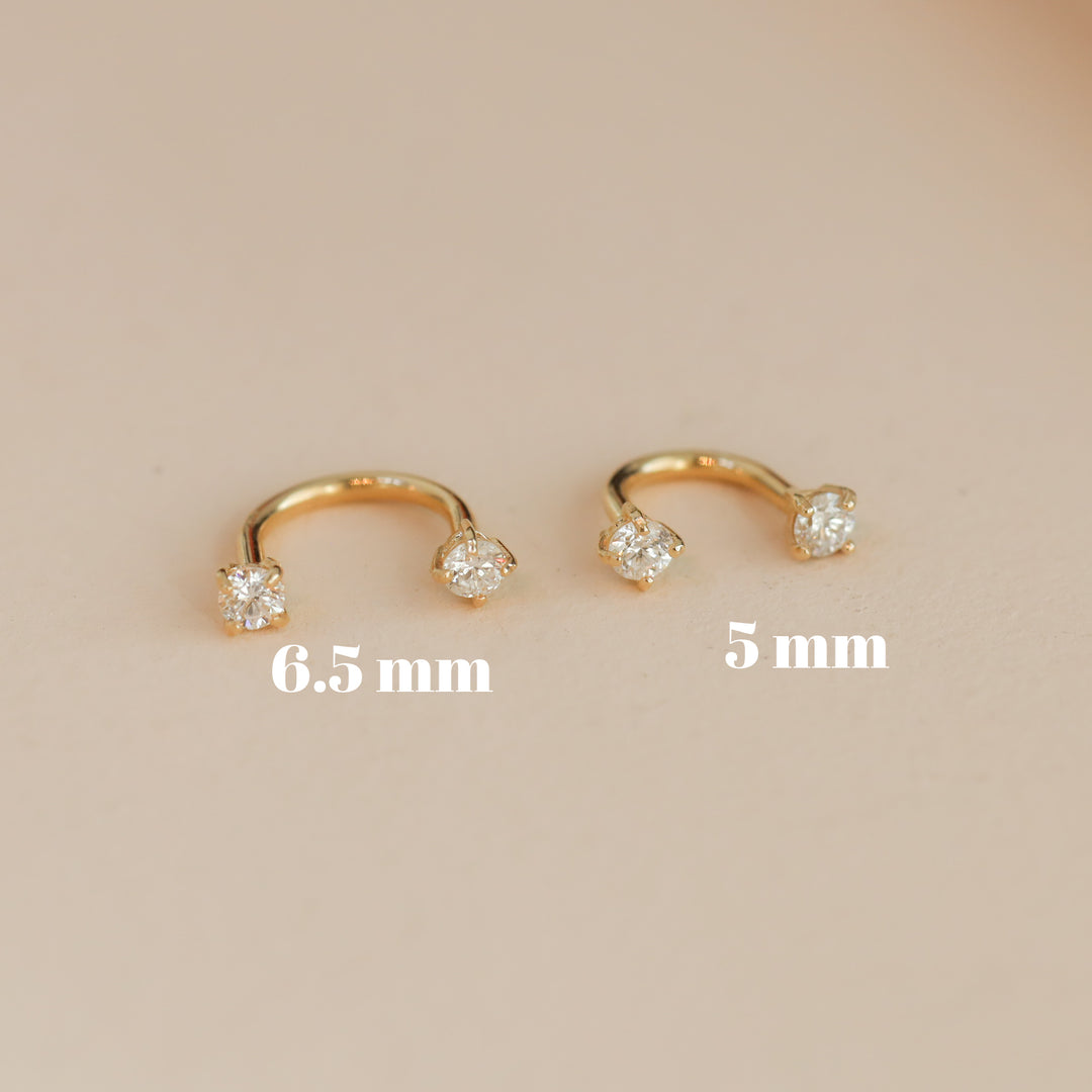U Hoop Lab Diamond Piercing 14k Solid Gold Single Earrings