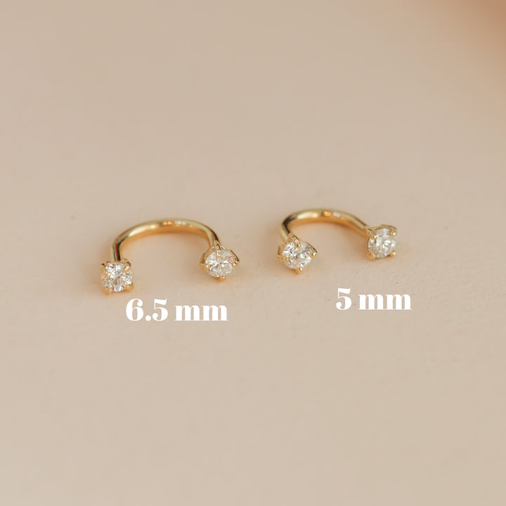 U Hoop Lab Diamond Piercing 14k Solid Gold Single Earrings