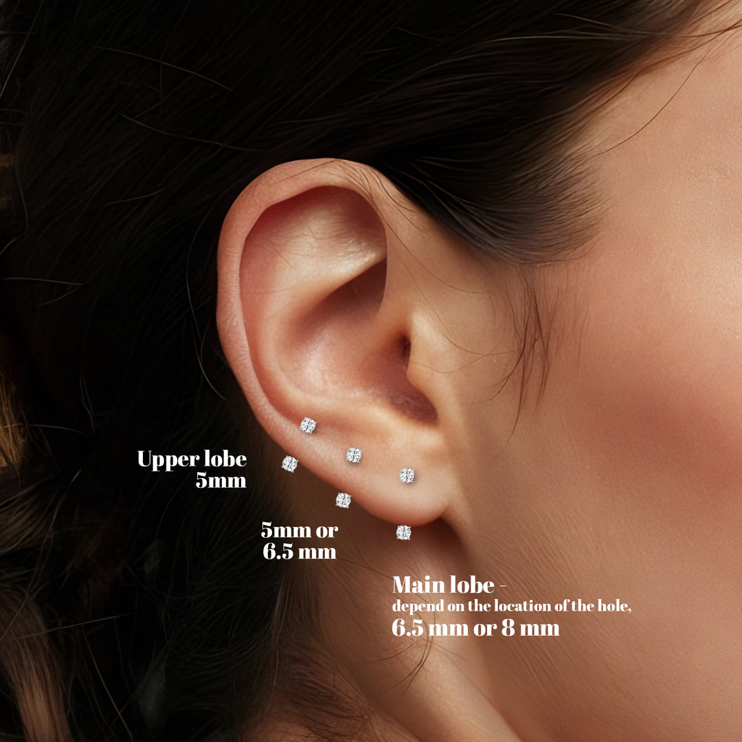 U Hoop Lab Diamond Piercing 14k Solid Gold Single Earrings