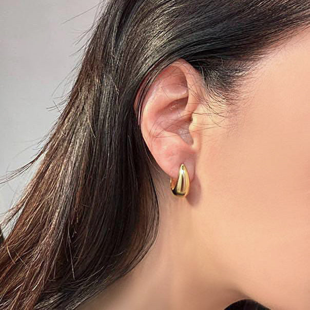 Teardrop Hoop Earrings in 14K Solid Gold - Large 20mm