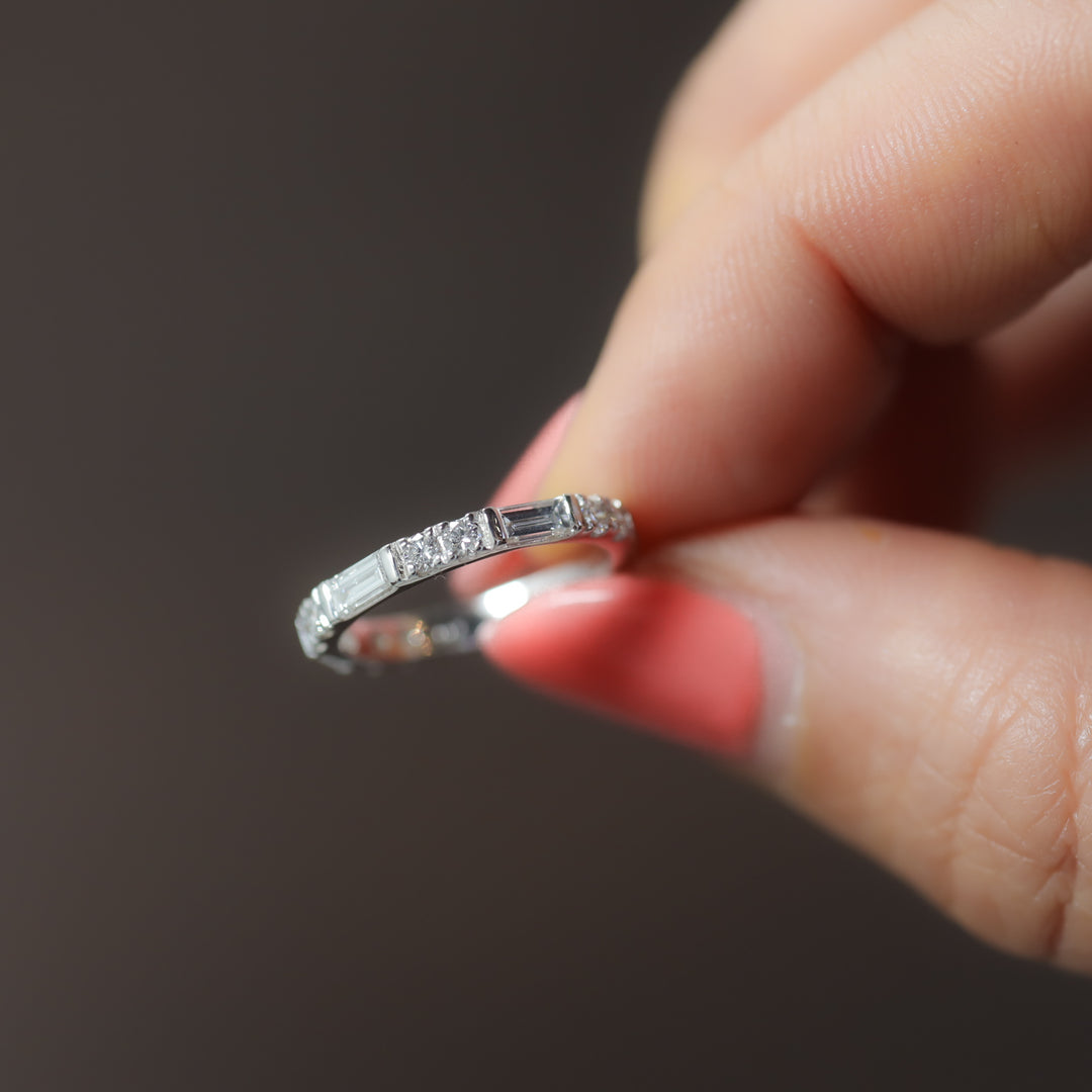 Lab Diamond Eternity Round And Baguette Cut Wedding Band Engagement RIng