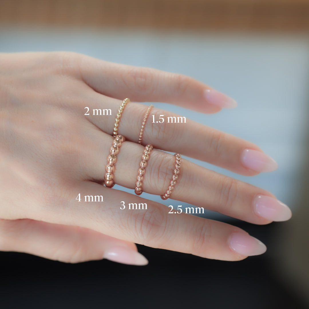 Beaded Stackable 14K Gold Ring (1.5mm Beads)