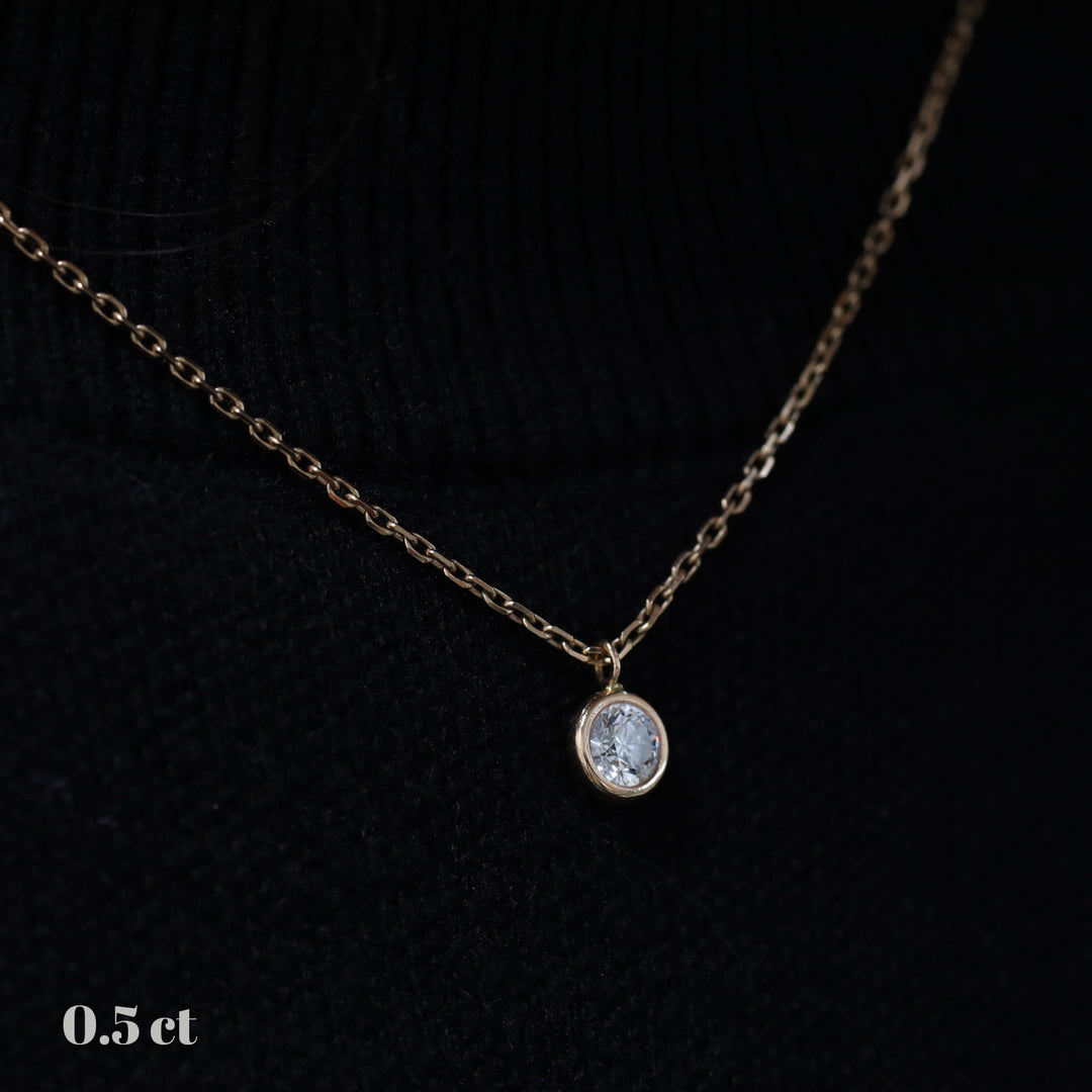 Petite Bezel-Set Lab-Grown Diamond Solitaire Necklace in 14K Solid Gold (0.10–0.50 ct.)