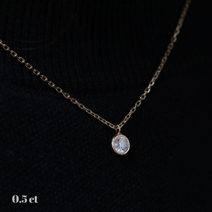 Petite Bezel-Set Lab-Grown Diamond Solitaire Necklace in 14K Solid Gold (0.10–0.50 ct.)
