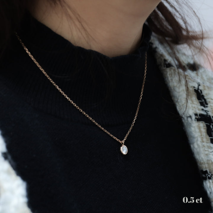 Petite Bezel-Set Lab-Grown Diamond Solitaire Necklace in 14K Solid Gold (0.10–0.50 ct.)