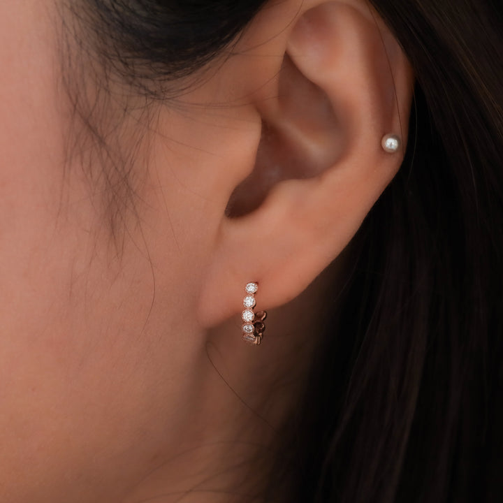 Bezel-Set Lab-Grown Diamond Huggie Hoop Earrings in 14K Solid Gold - Medium