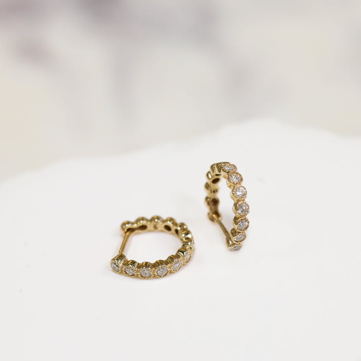 Bezel-Set Lab-Grown Diamond Huggie Hoop Earrings in 14K Solid Gold - Small