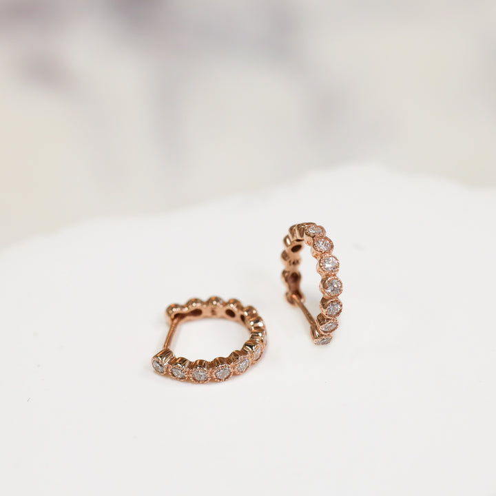 Bezel-Set Lab-Grown Diamond Huggie Hoop Earrings in 14K Solid Gold - Small