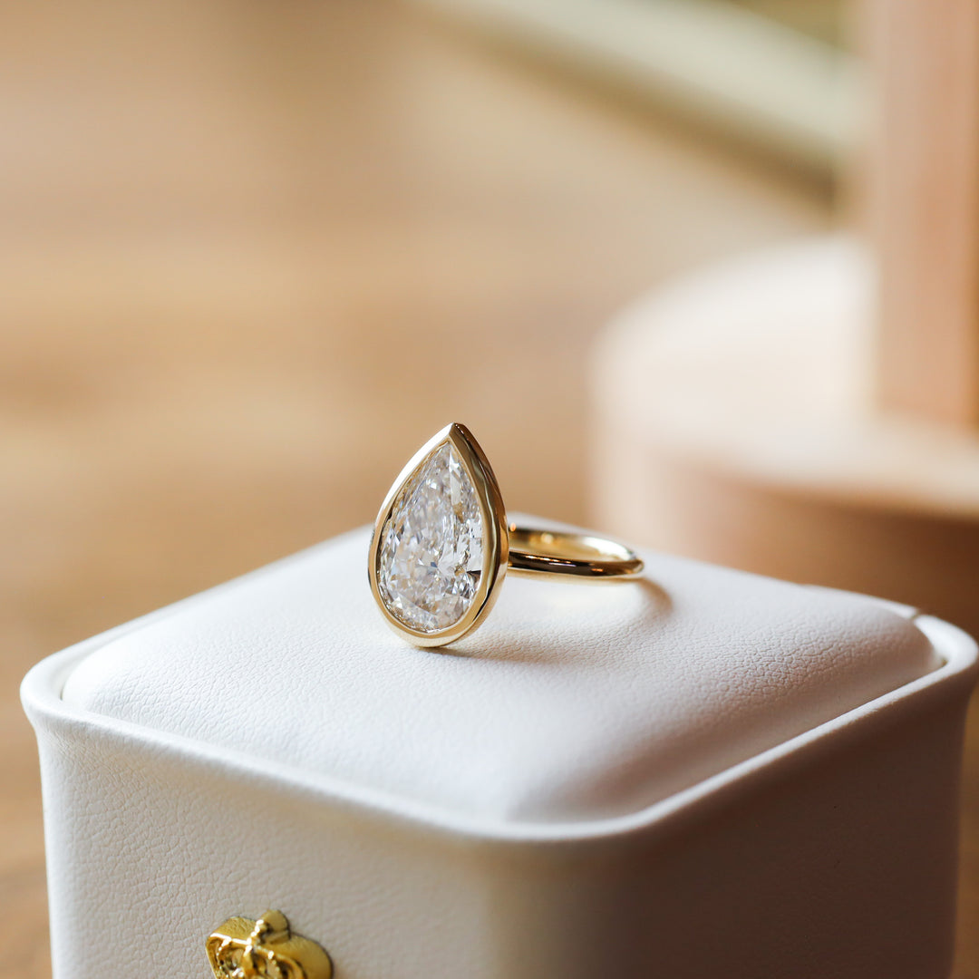 4 ct Pear Bezel Diamond Engagement RIng