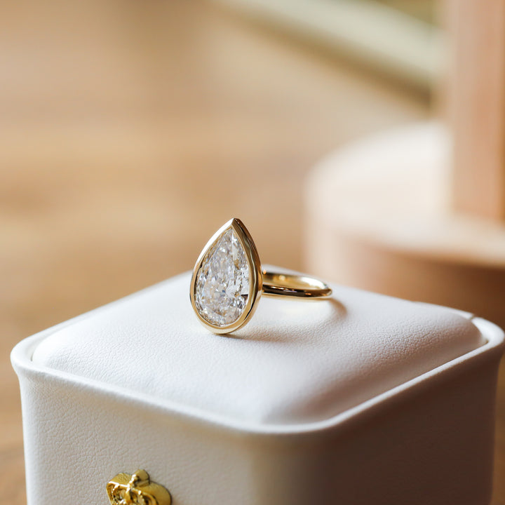 4 ct Pear Bezel Diamond Engagement RIng