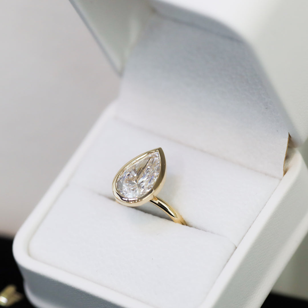 4 ct Pear Bezel Diamond Engagement RIng
