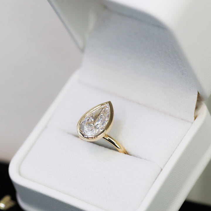 4 ct Pear Bezel Diamond Engagement RIng