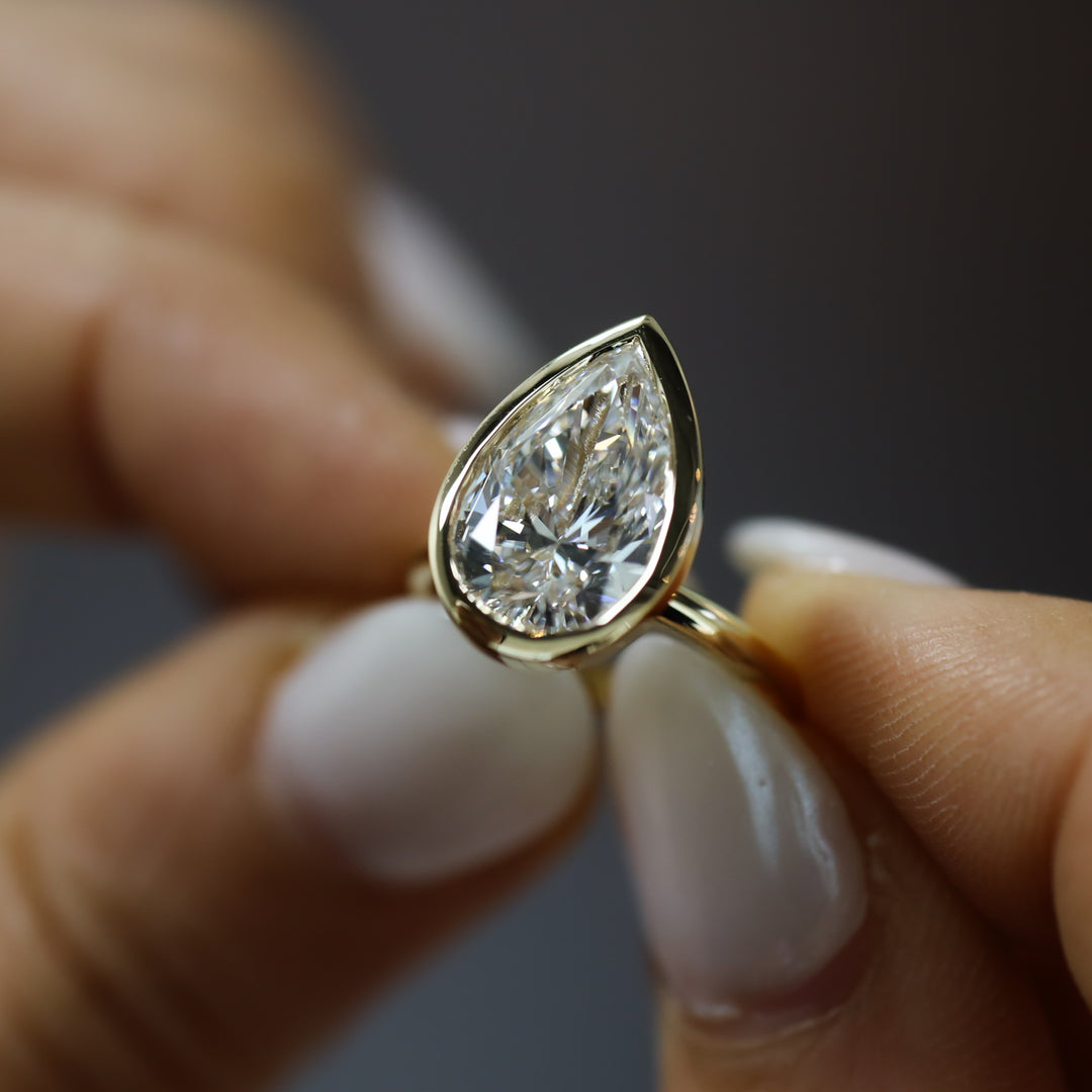 4 ct Pear Bezel Diamond Engagement RIng