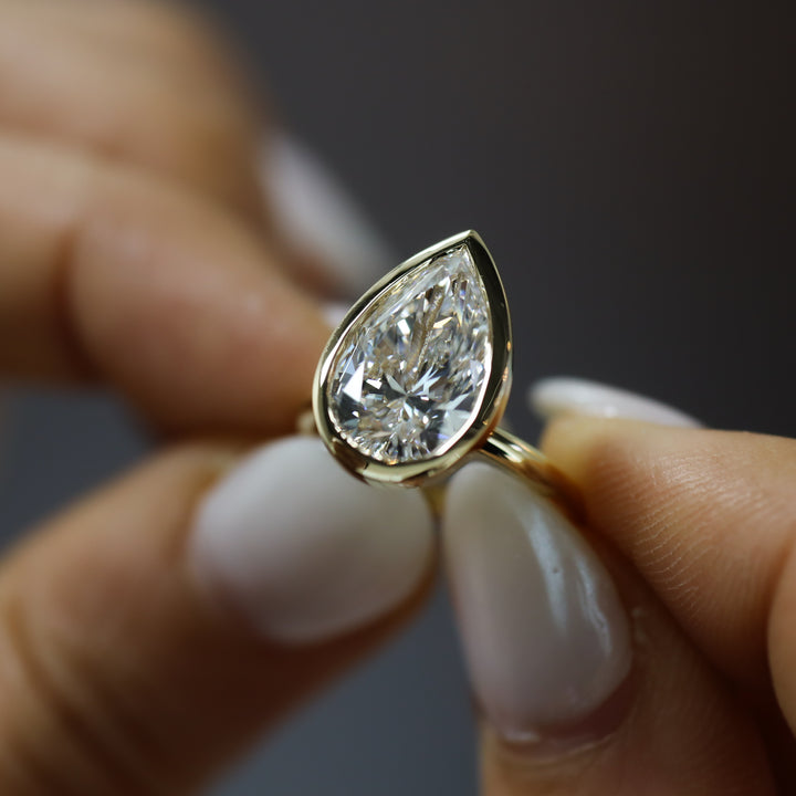 4 ct Pear Bezel Diamond Engagement RIng