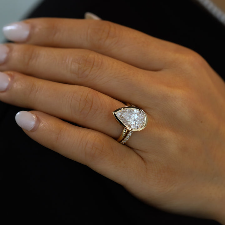 4 ct Pear Bezel Diamond Engagement RIng